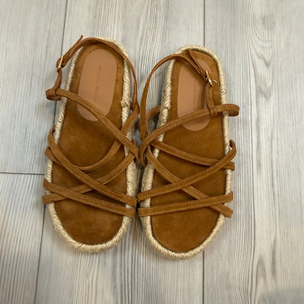 Brochu Walker 6 Dawson Brown Suede Strappy Espadrille Sandals Made in Portugal